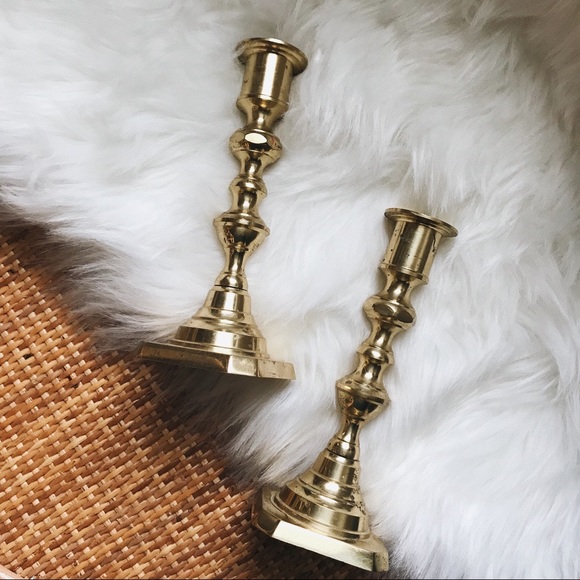 Vintage Other - Vintage • Set of 2 Mid-Century Brass Candlesticks